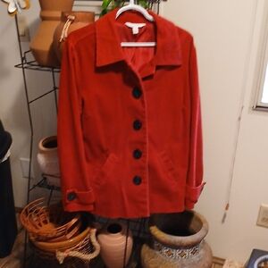 Relativity Red Pea Coat Classic Velvet Design